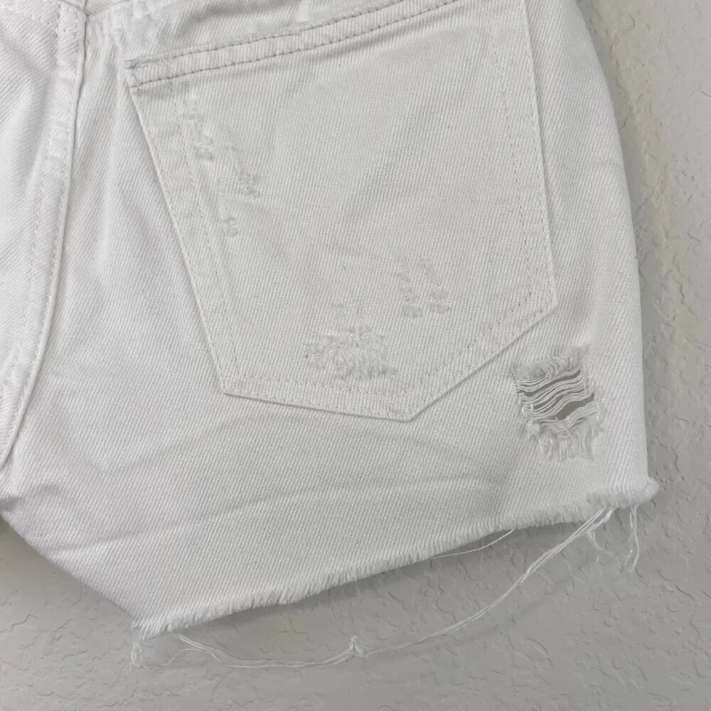 Free People x REVOLVE Sophia White Denim Shorts Cutoff Button Fly Size 25